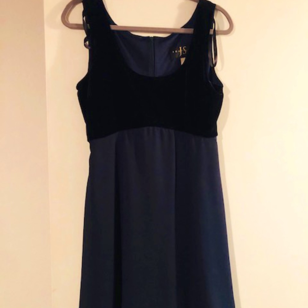 Vintage Deep Navy Velvet/Chiffon Cocktail Dress